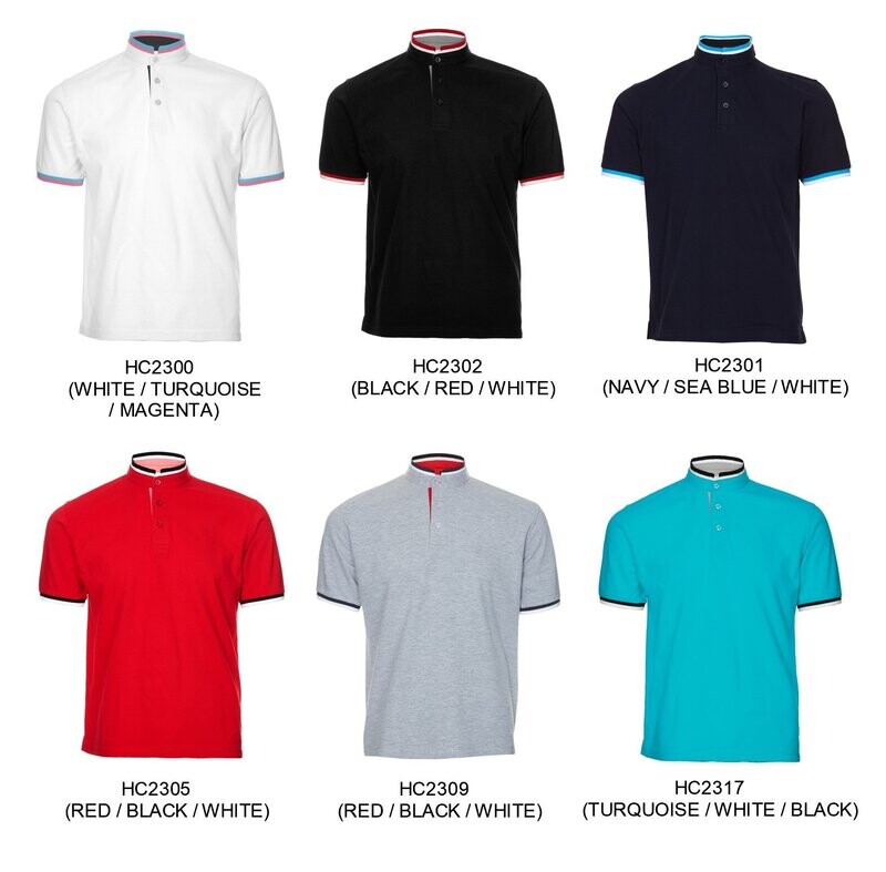 Honeycombed High Collar Poloshirt with Buttons