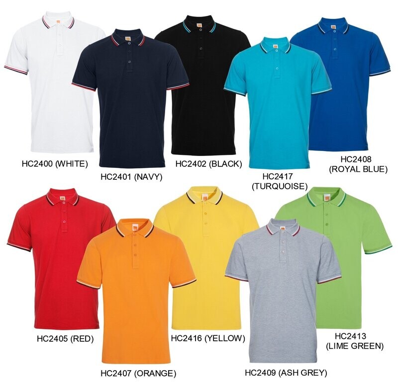 Honeycombed Poloshirt with Colored Collar Tipping and Cuffs