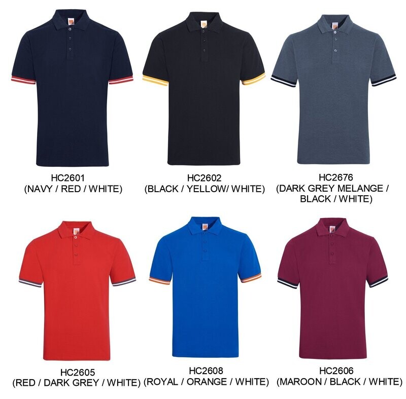 Honeycombed Poloshirt with Contrasting Color Cuffs