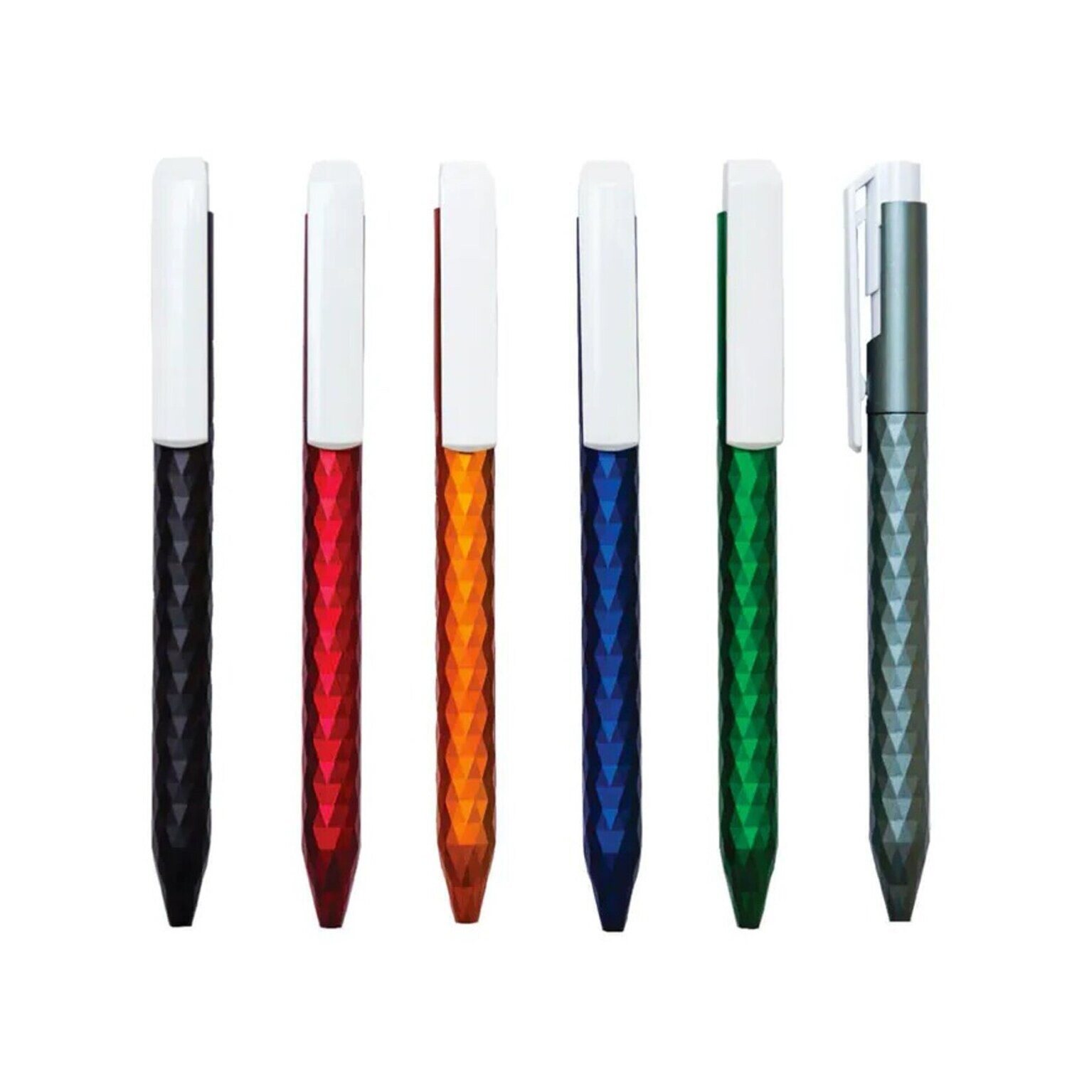 Colored Geometric Design Ball Point Pen with White Clip