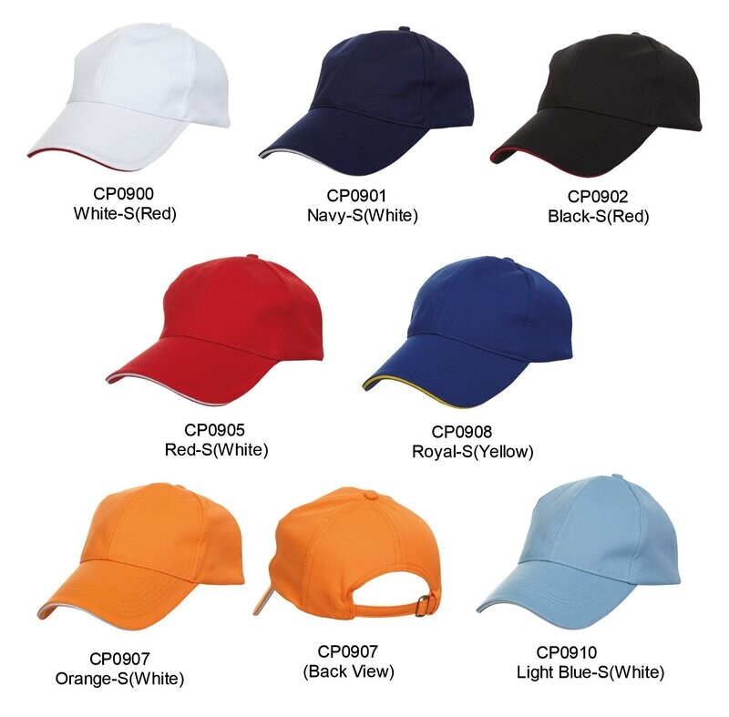 Polyester 6-Panel Cap with Sandwich Visor and Metal Buckle