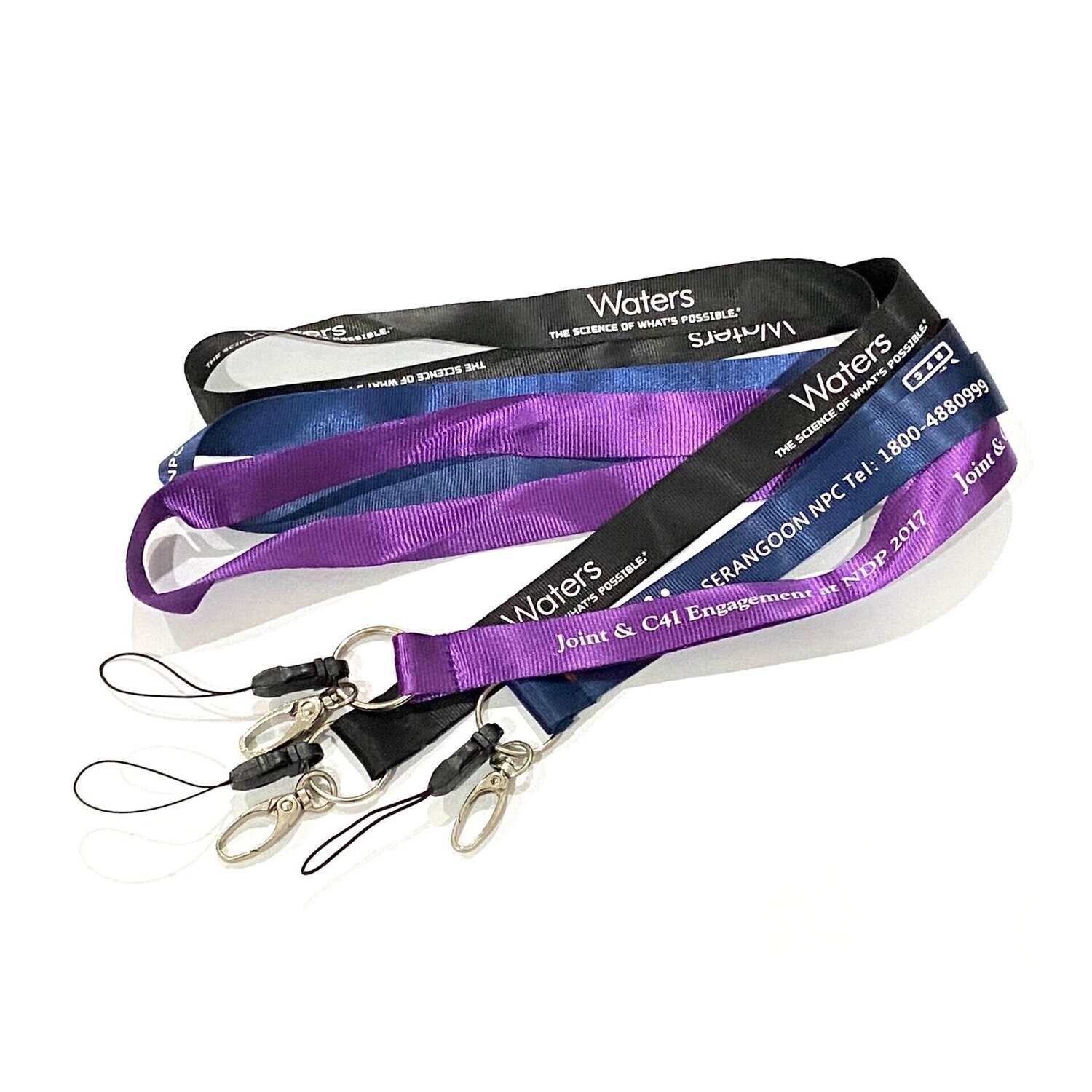 Nylon Lanyard with Metal O-Ring, Lobster Hook and Handphone Loop