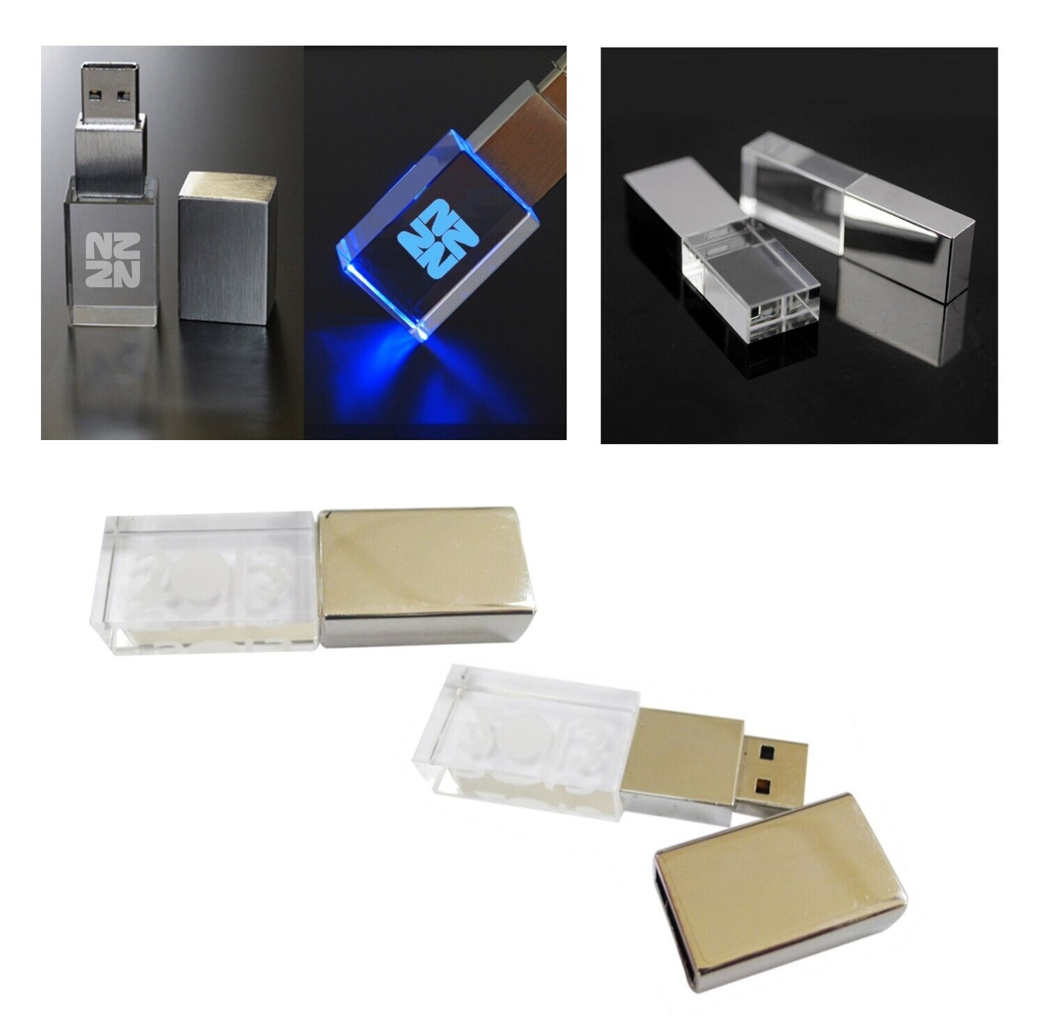 LED Crystal Design USB Flash Drive with Aluminium Window Case