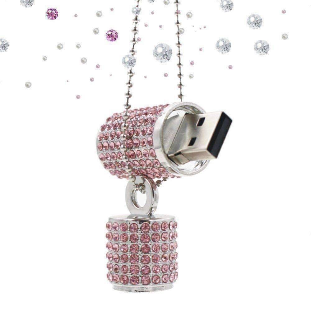 Crystal Encrusted USB Flash Drive with Beaded Chain with Box