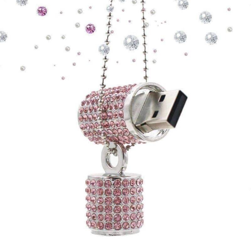 Crystal Encrusted USB Flash Drive with Beaded Chain with Box