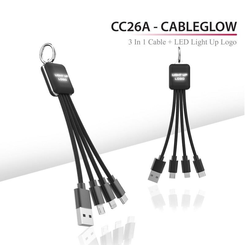 LED Cable Glow Rectangle Design Charging Cable with Foldable Black Box