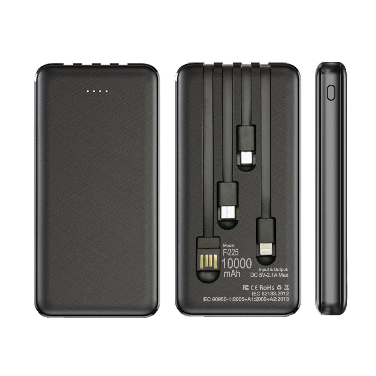Powerline Powerbank with 4 Built-in Cable and with 2-pc Black Box (10,000mAh Capacity)
