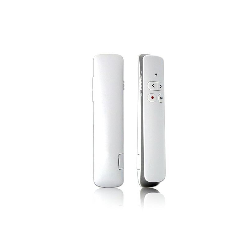Sleek White Wireless Laser Presenter with Black PU Zipper Pouch