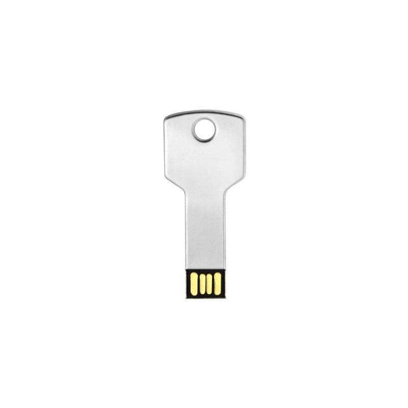 Silver Key Design USB Flash Drive with White PP Case
