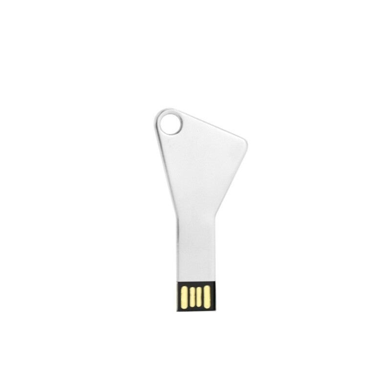 Silver Key Design USB Flash Drive with White PP Case