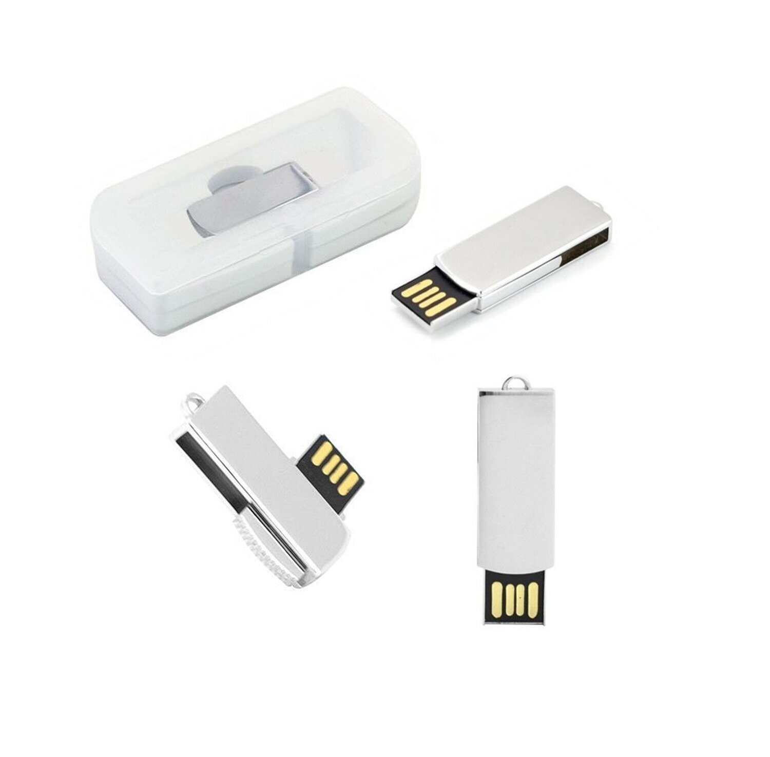 Mini Mirror Finish USB Flash Drive with White PP Case