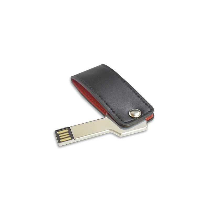 Executive PU Leather Design USB Flash Drive with White PP Case