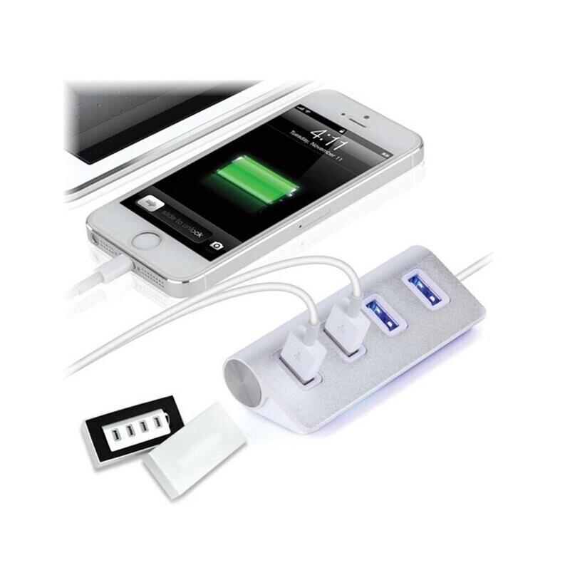 High Speed 4-Port USB Hub with 2-pc White Box