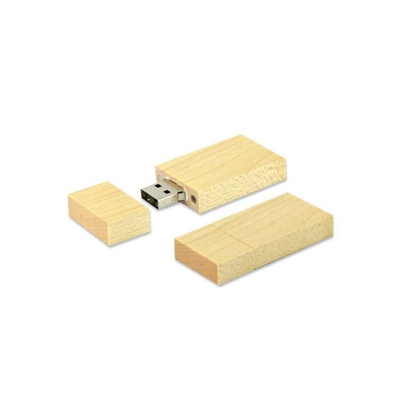 Wood Design USB Flash Drive with Foldable Kraft Paper Box