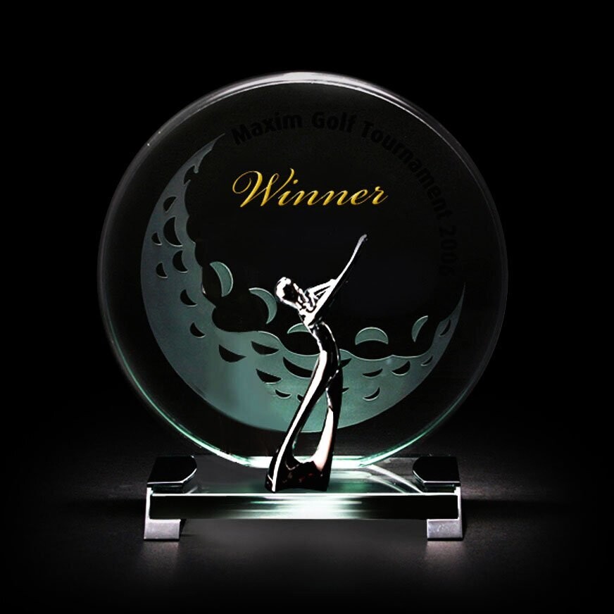Round Golf Swing Glass Award
