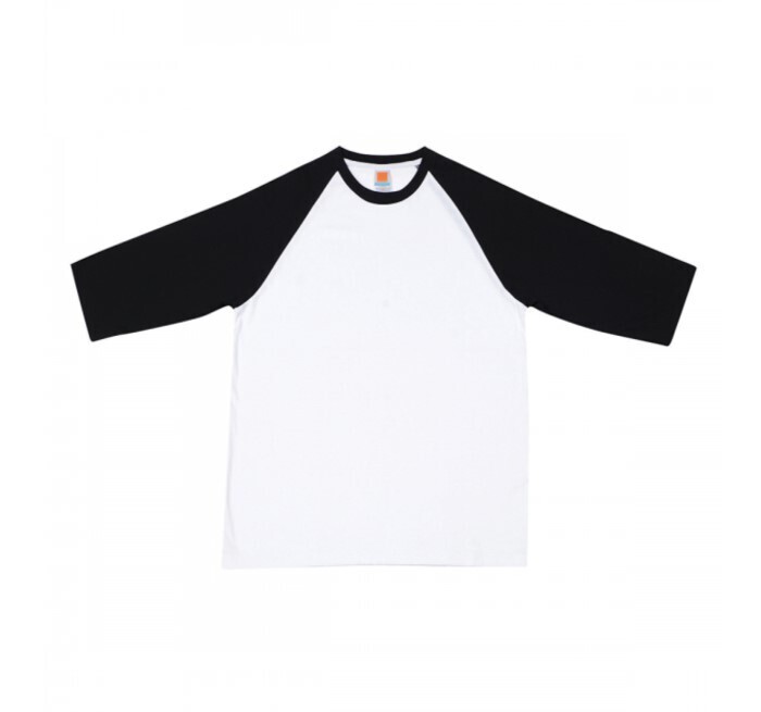 Comfy Cotton 3-Quarter Sleeve Raglan Design Roundneck T-Shirt, Colors :: CT-5600 (White / Black)