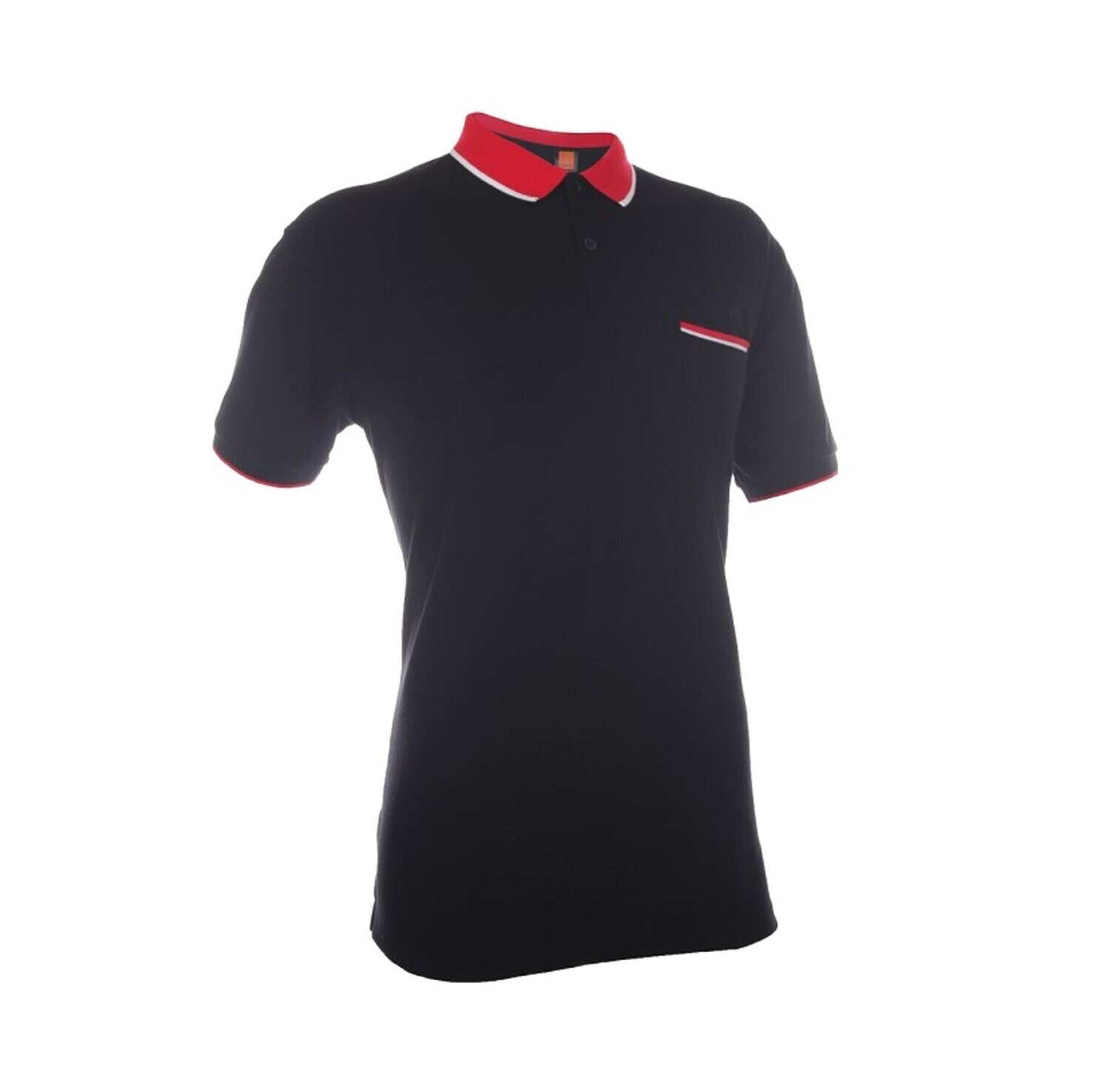 Honeycombed Poloshirt with Color Trimmed Collar and Concealed Pocket, Colors :: HC-1502 Black-Red-White