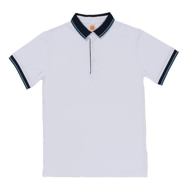 Honeycombed Poloshirt with Contrasting Color Collar and Cuffs Tipping, Color :: HC-2000 (White/Navy/Sea Blue)