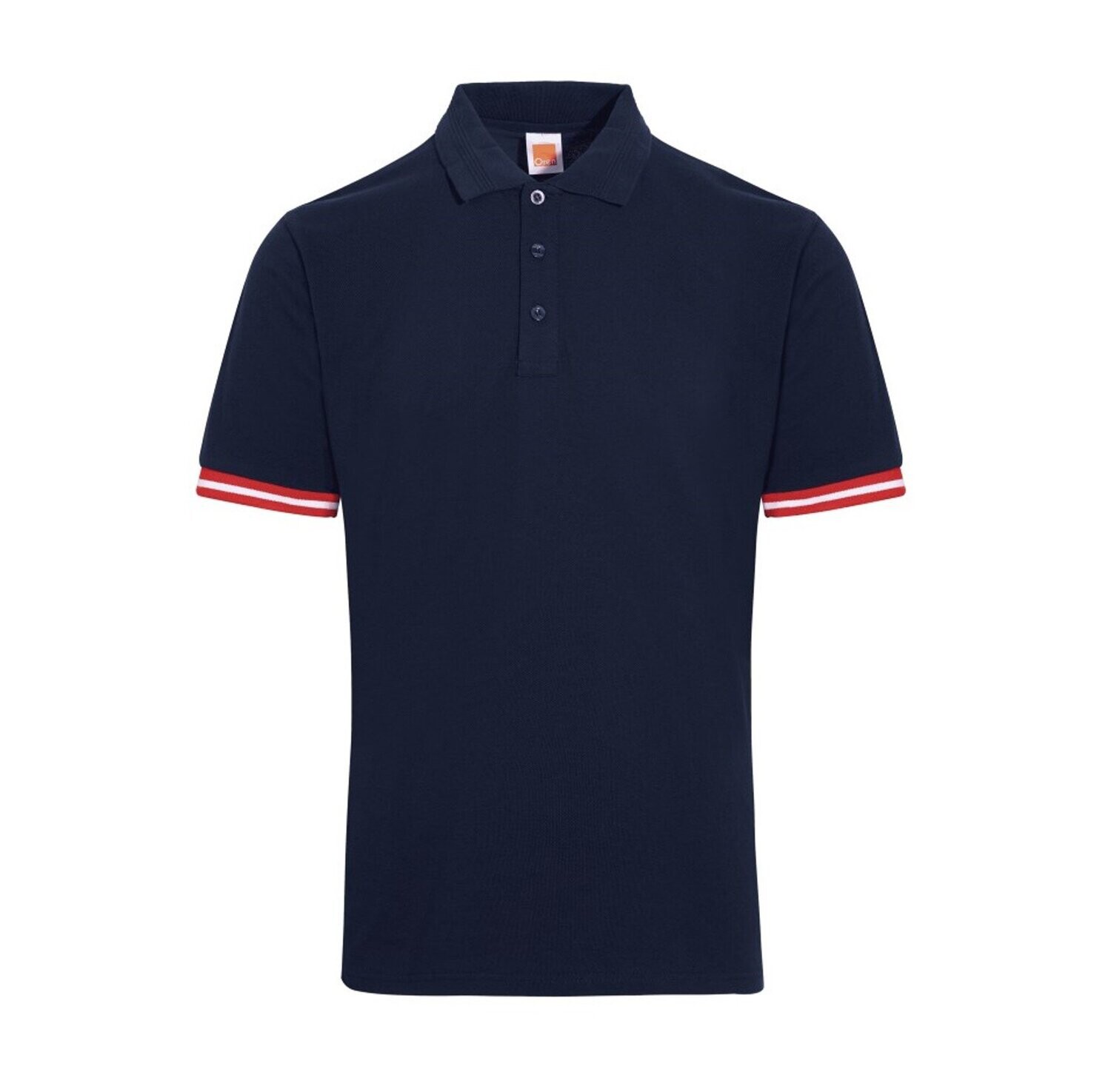 Honeycombed Poloshirt with Contrasting Color Cuffs, Color :: HC-2601 (Navy Blue/Red/White)