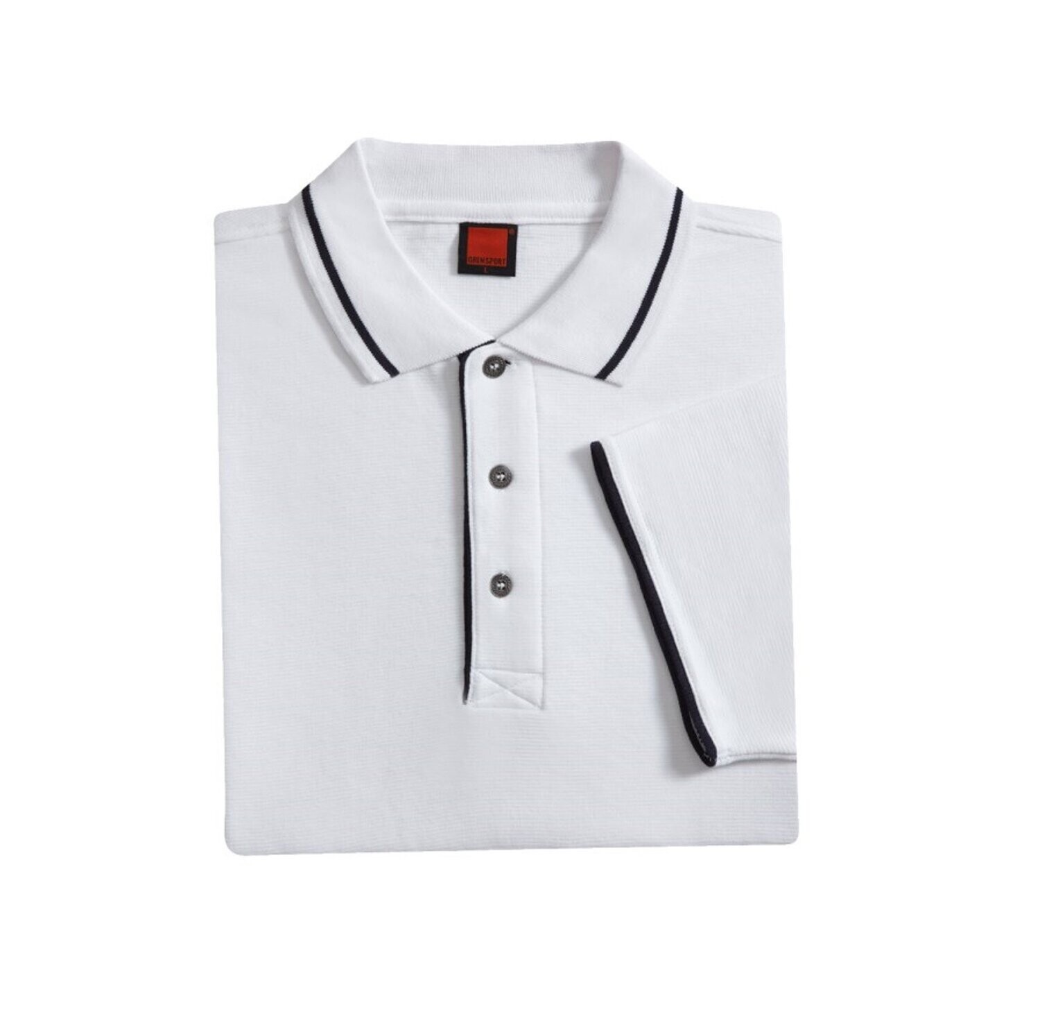 Horizon Poloshirt with Collar and Cuff Tipping, Color :: HZ0100 White/Navy