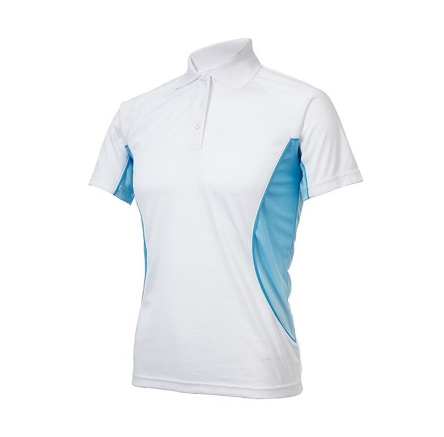Quick Dry Microfibre Poloshirt with Gradient Sides, Color :: QD-3100 White/Sea-Blue-White (P/Sea Blue)
