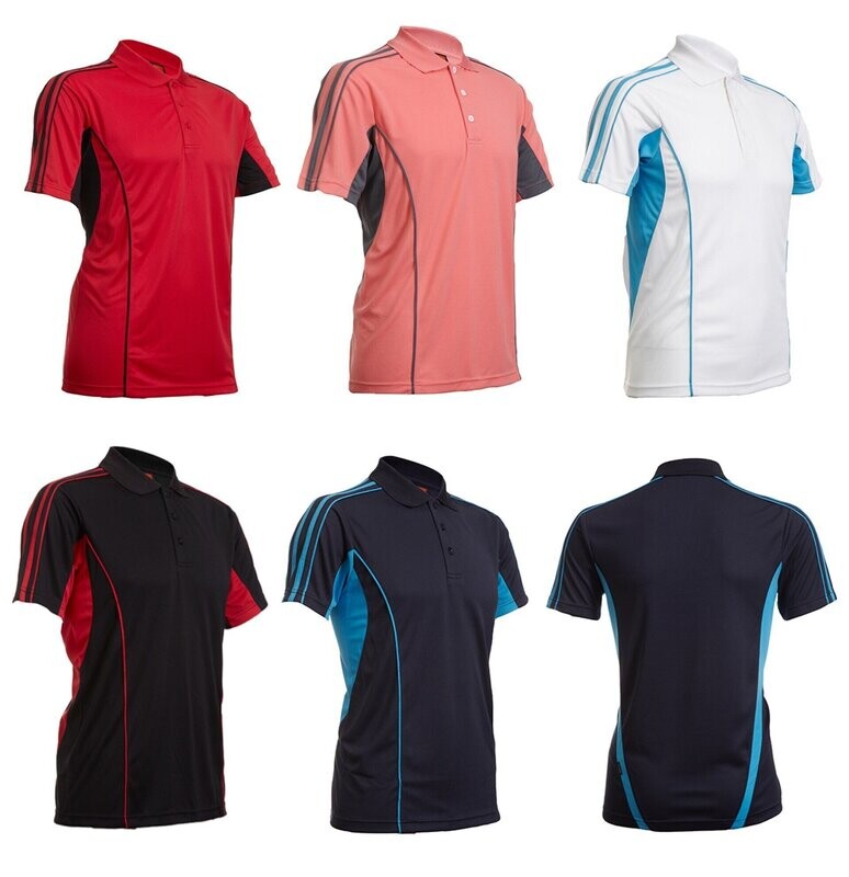 Quick Dry Poloshirt with Shoulder Stripe Design and Sectional Cuts