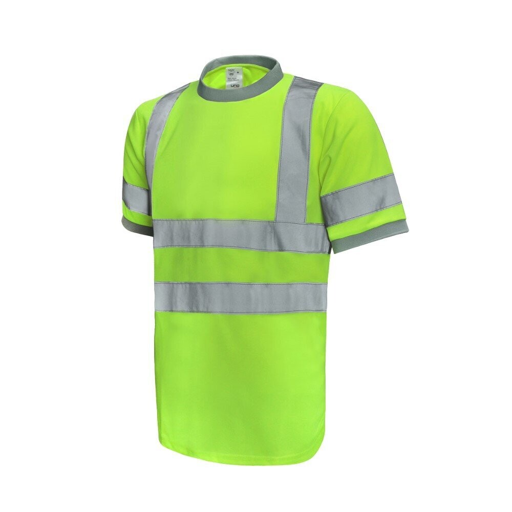 Reflective Round Neck T-Shirt, Color :: Neon Yellow