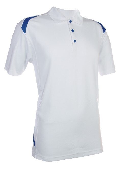 Quick Dry Polo Shirt with Sectional Cuts, Color :: QD3400 (White/Royal)