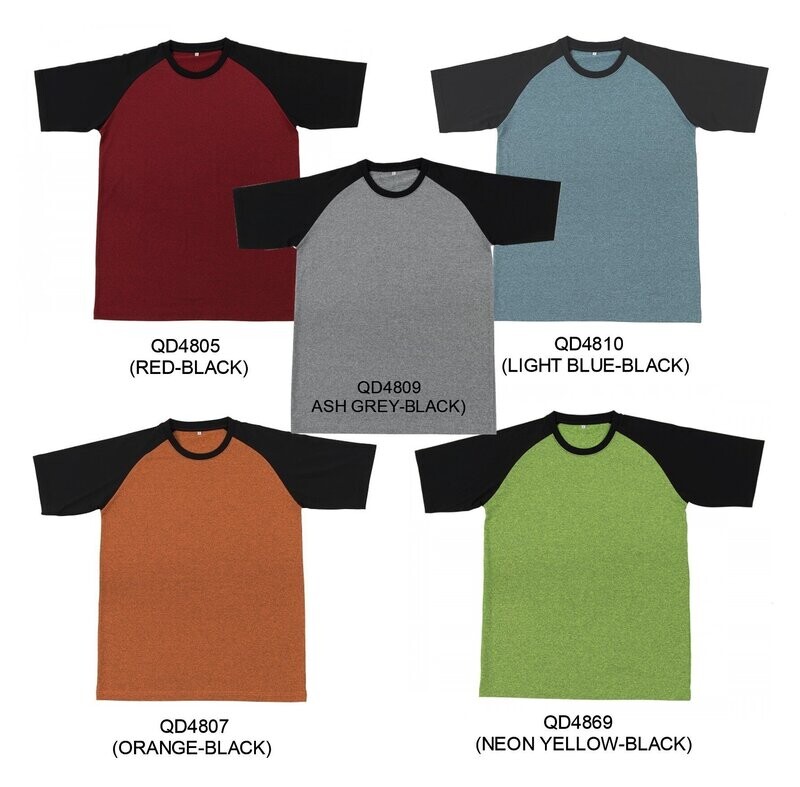 Cationic Polyester Interlock Raglan Design 2-Tone Design Roundneck T-Shirt