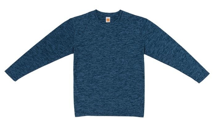 Cationic Interlock Roundneck Long Sleeve T-Shirt, Color :: QD5101 Navy