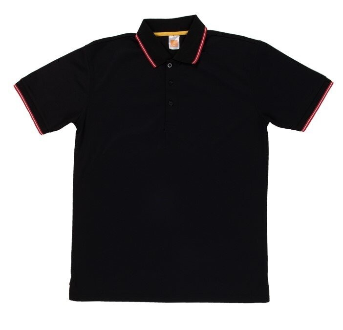 Quick Dry Poloshirt with Collar and Cuff Tipping, Color :: QD5302 Black/Red/White (P/Yellow)