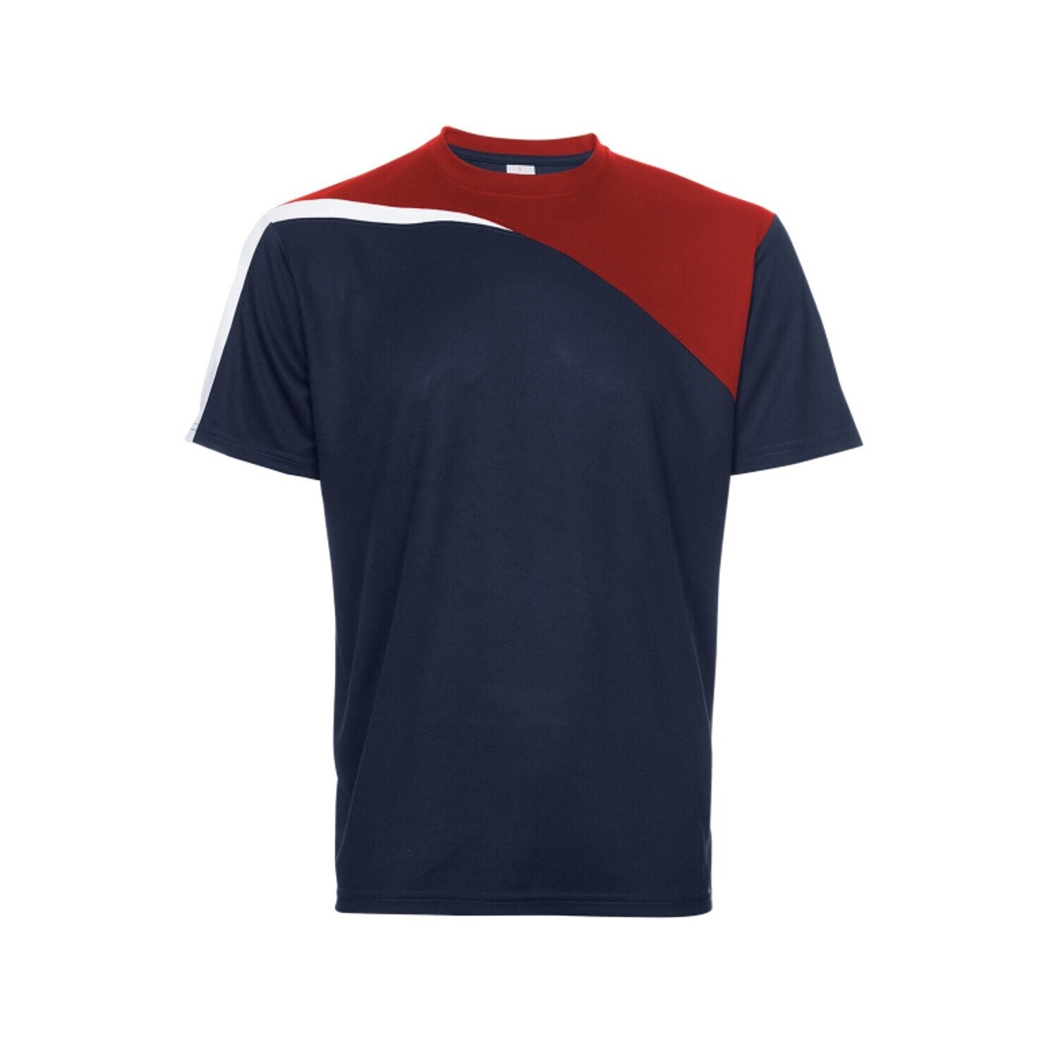 Quick Dry Microfibre 3-Tone Roundneck T-Shirt, Color :: QD5701 Navy/Red/White
