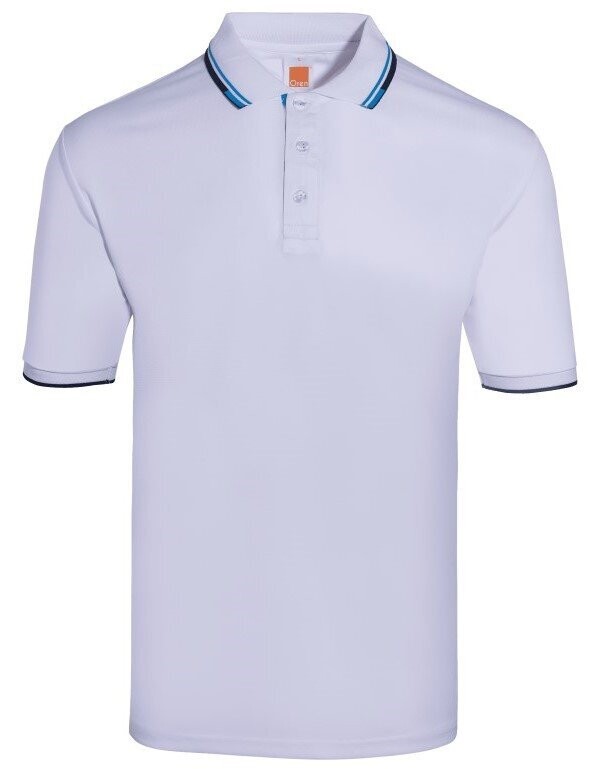Quick Dry Microfibre Poloshirt with Collar and Cuff Tipping, Color :: QD6000 White/Sea Blue/Navy