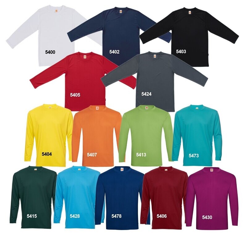 Quick Dry Microfibre Plain Design Long Sleeve Roundneck T-Shirt
