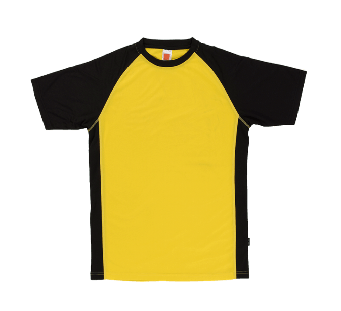 Quick Dry Microfibre 2-Tone Raglan Design Roundneck T-Shirt, Color :: QD3616 Yellow/Black