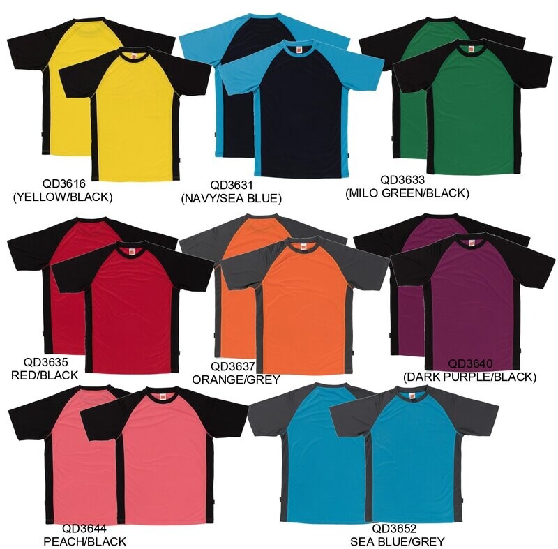 Quick Dry Microfibre 2-Tone Raglan Design Roundneck T-Shirt