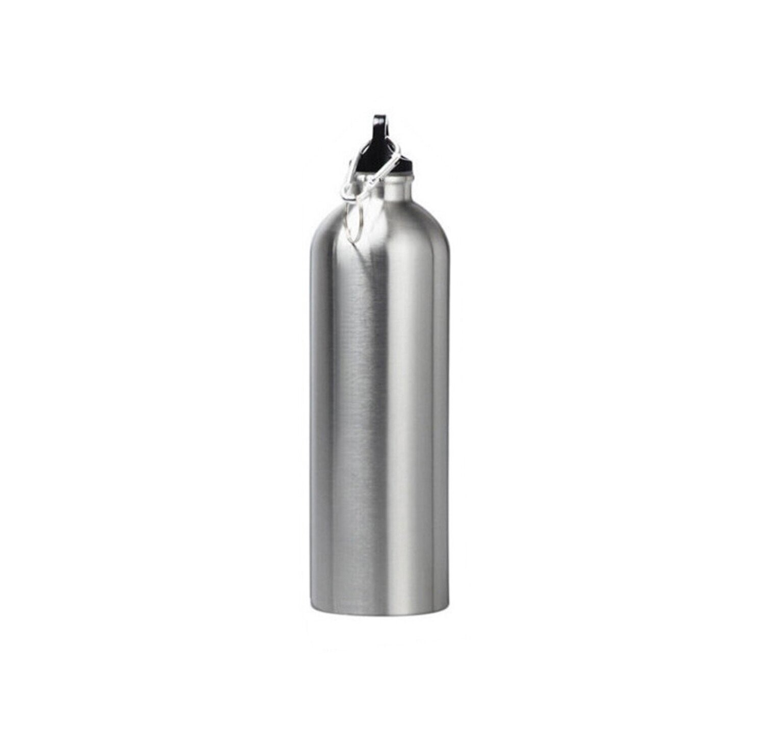 Metallic Color Aluminium Water Bottle with Carabiner (500ml), Color :: Silver