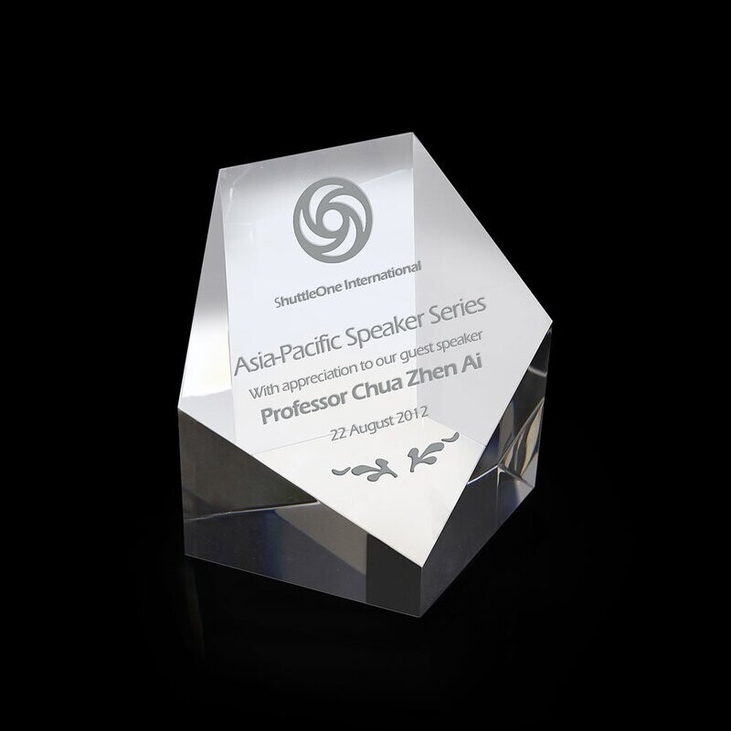 Pentagon Optical Glass Paper Weight cum Award Momento