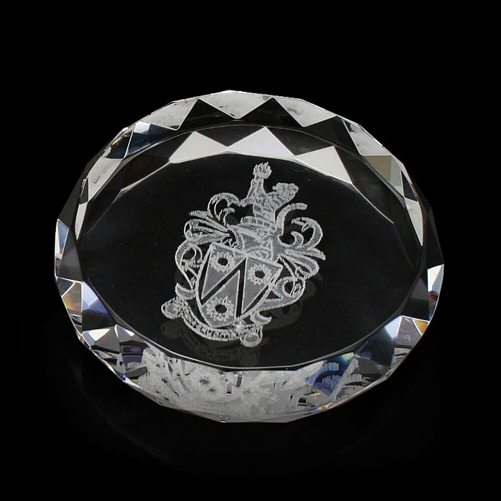 Round Diamond-Cut Paper Weight cum Award Momento