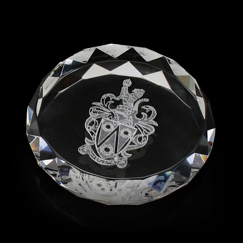 Round Diamond-Cut Paper Weight cum Award Momento