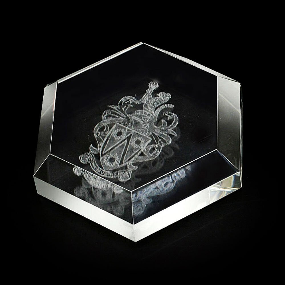 Hexagon Optical Glass Paper Weight cum Token Momento