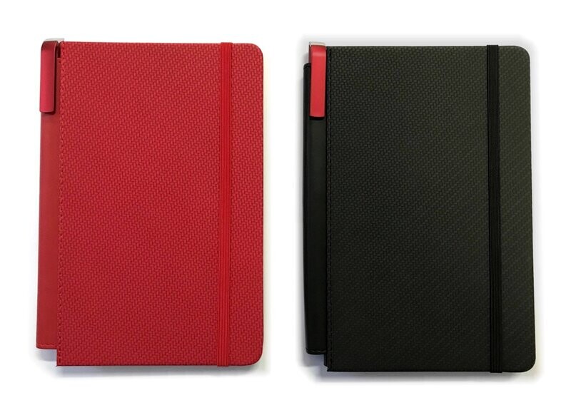 A5 Size PU Leather Moto Notebook with Built-in Ball Pen