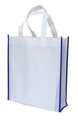 Non-Woven Bag with Colored Side Trims, Color :: NW1500 White/Purple