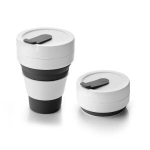 Collapsible Food Grade Plastic and Silicone Cup, Color :: Black