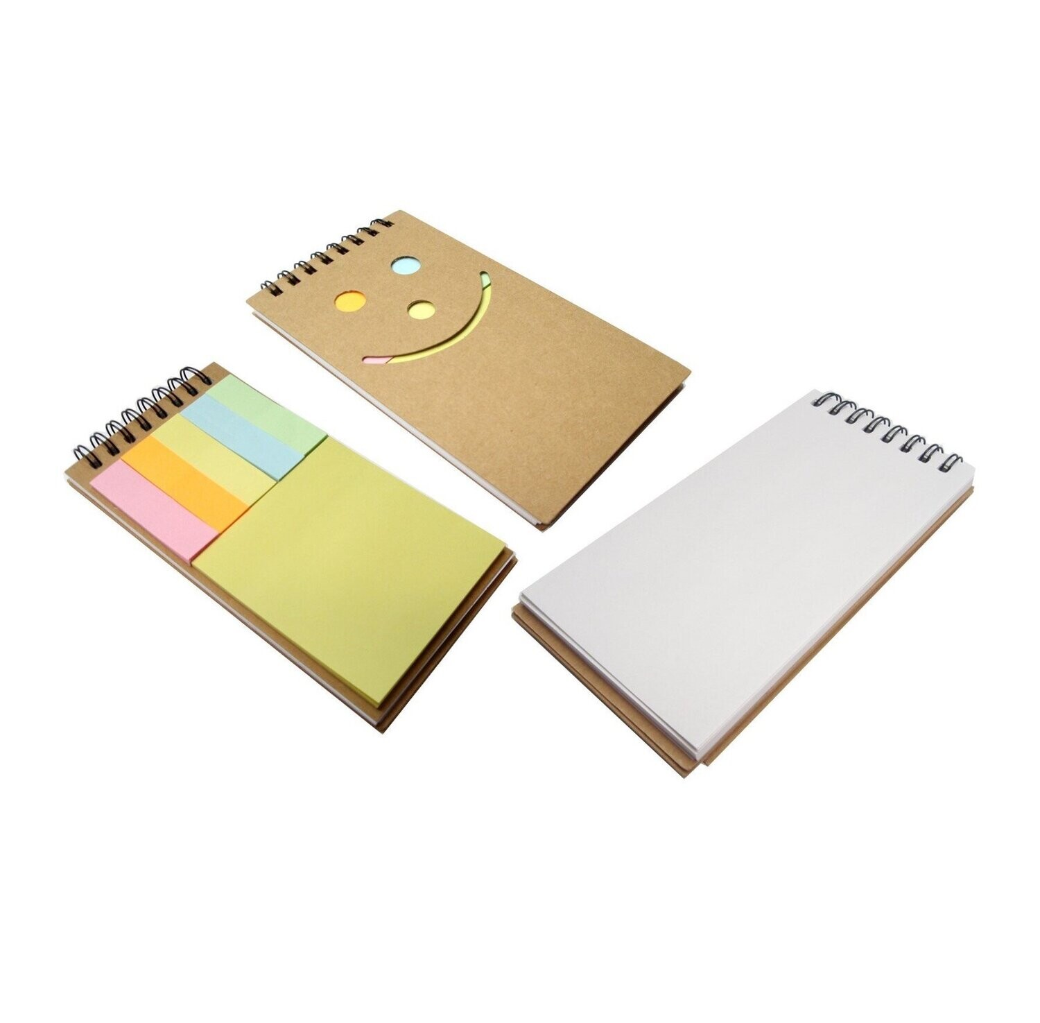 Smiley Face Design Wire-O Mini Notepad with Notestix Memopad and Colored Tabs