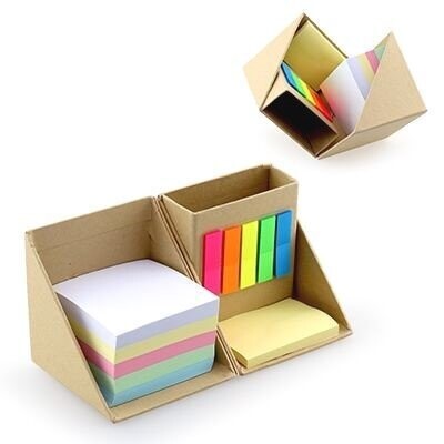 Quentin Foldable Stationery Holder with Memopad and Notestix Memo and Colored Film Tabs