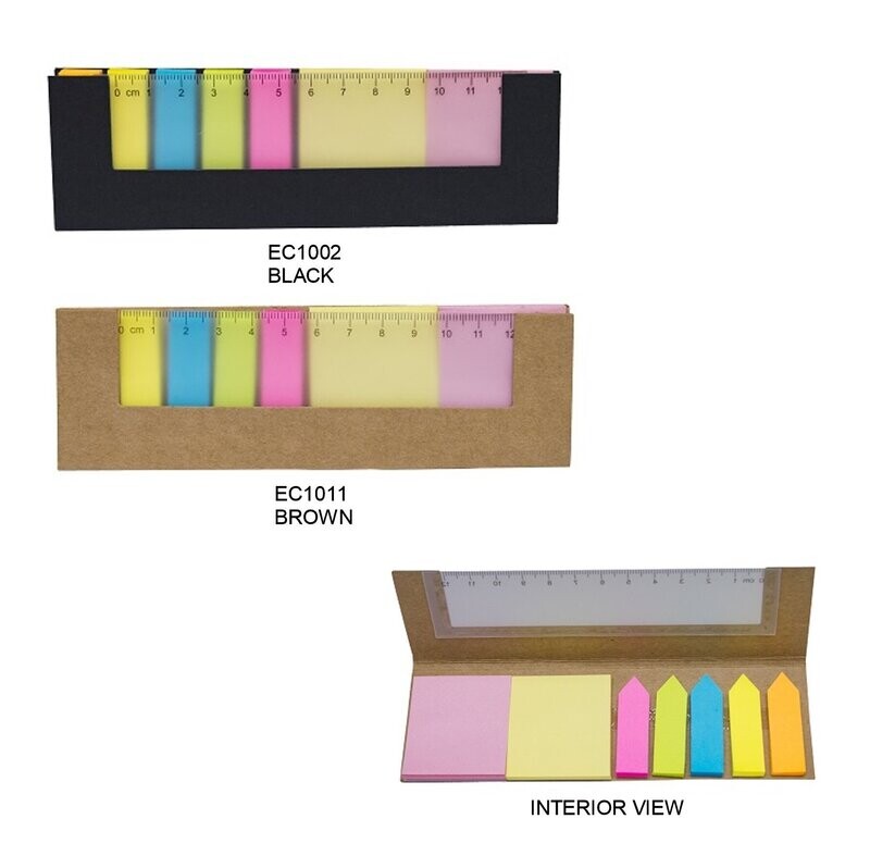 Eco Notestix Memopad with Colored Tabs and Built-in PP Ruler