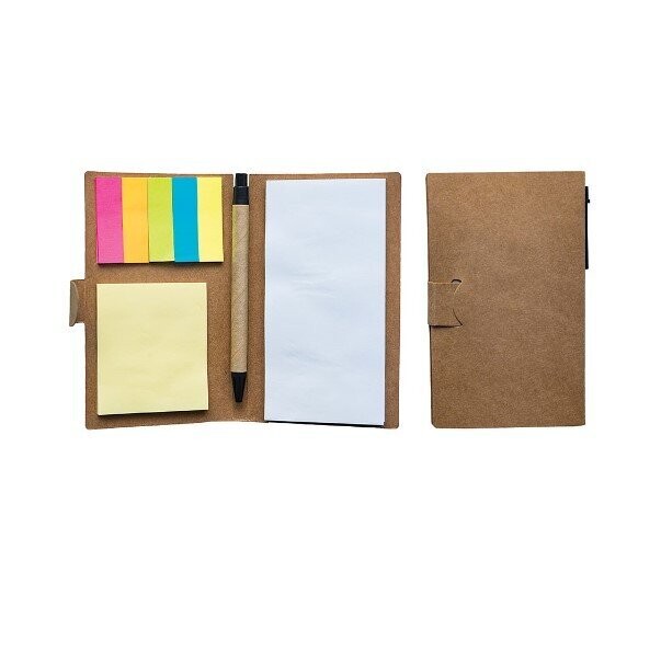 Eco-Friendly Notepad with Notestix and Colored Tabs and Recycle Ball Pen