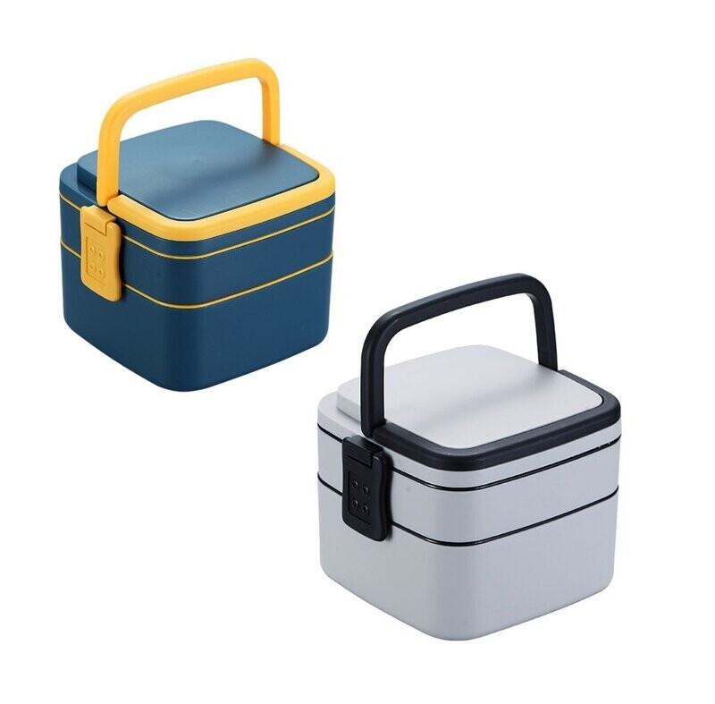 Double Layer BPA-Free Square Lunch Box with Handles