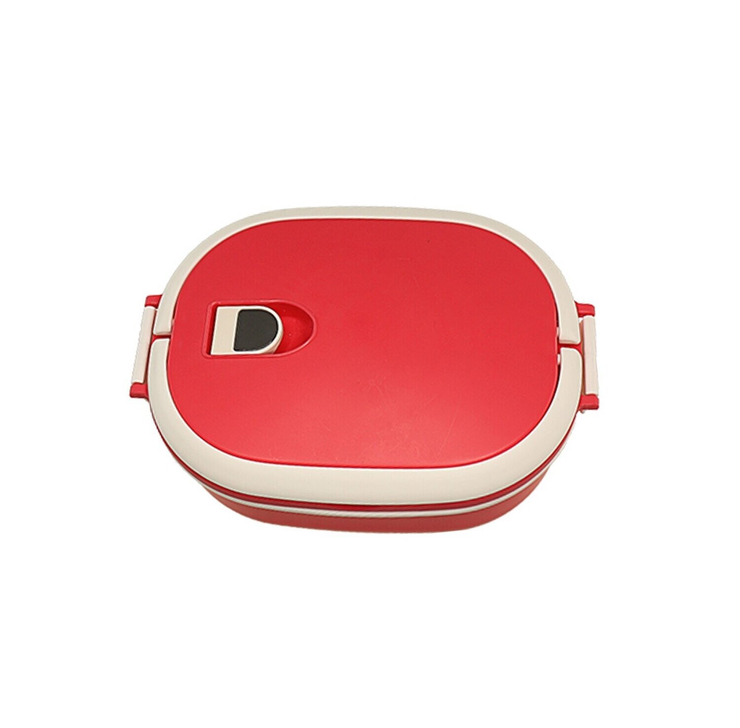 Compact 2 Tier Lunch Box with Fork and Spoon, Color :: Red